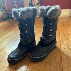Lands End, Gray/Black tall winter duck boots